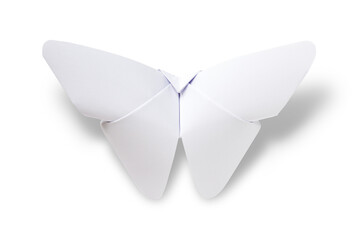 Paper butterfly origami isolated on a white background - obrazy, fototapety, plakaty