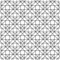 Seamless surface pattern design with triangles, squares, quadrangles ornament. Repeated polygons background. Crossing lines wallpaper. Geometric figures motif. Digital paper, textile print.