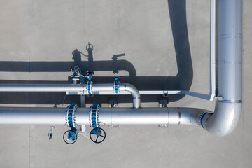 Steel gas pipelines on street