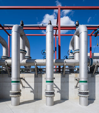 Steel pipelines of industrial building