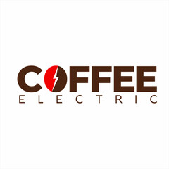 Unique coffee logo design with thunderbolt symbol.