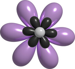 3D Rendering Element PNG neon metallic pink flower