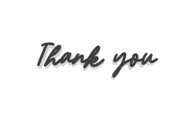 Fototapeta na wymiar Thank you lettering text with drop shadow. Hand drawn style thanking message. Cursive calligraphic vector.
