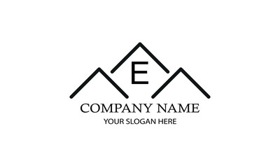 Simple linear logo with initial letter E. Suitable for branding, advertising, real estate, construction, business, business card, etc.