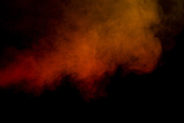 Orange and red steam on a black background.