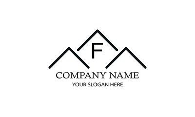 Simple linear logo with initial letter F. Suitable for branding, advertising, real estate, construction, business, business card, etc.
