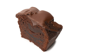 Chocolate cake isolated on a white background.