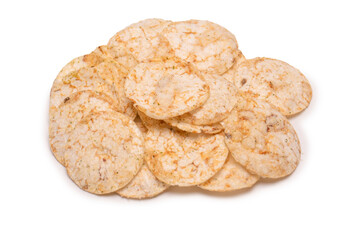 Rice chips isolated on white background.