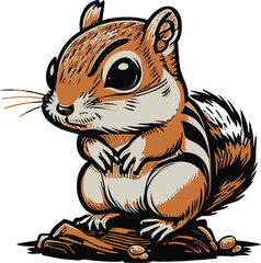 A Chipmunk Cute Vector, Animal, Cartoon