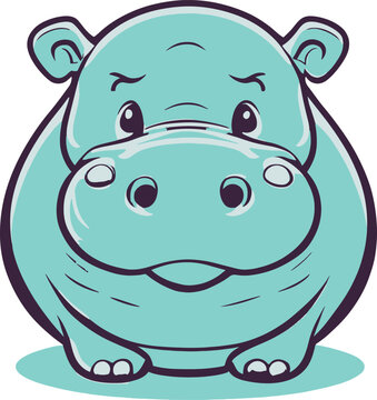 A Hippopotamus Cute Vector, Animal, Cartoon