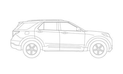 SUV Car Vehicle Silhouette Outline, Illustration Wireframe