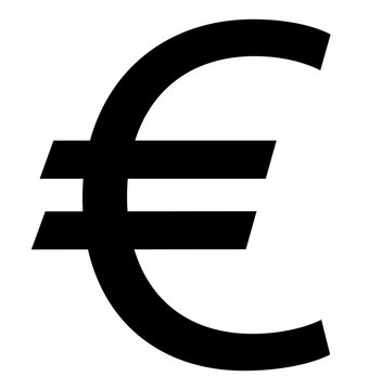 Euro sign symbol illustration, black on white background