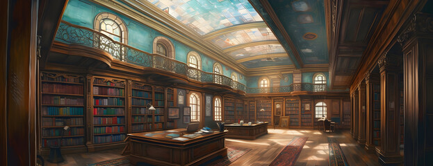 interior of a great library