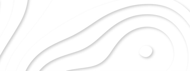  Abstract wavy line 3d paper cut white background. Topographic canyon geometric map relief texture with curved layers and shadow. Abstract realistic papercut decoration textured with wavy layers