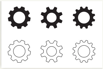 Black settings icon. Cogwheel symbol. Gear wheel vector linear icon for use for any purpose.