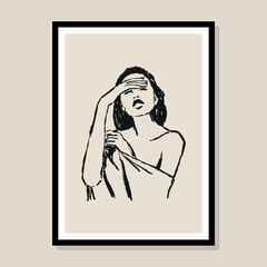 Abstract boho style woman silhouette vector art print poster for your wall art gallery
