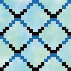 Black and blue block pattern.