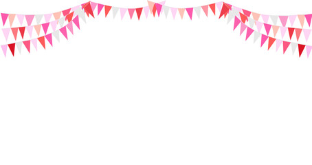 Obraz na płótnie Canvas The sweet pink color of garland, bunting flags. Banner background. Baby girl, Valentine, party, wedding, greeting, party, marry me, birthday, Valentine's day concepts.