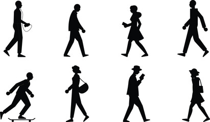 Fototapeta premium silhouettes of busy people 