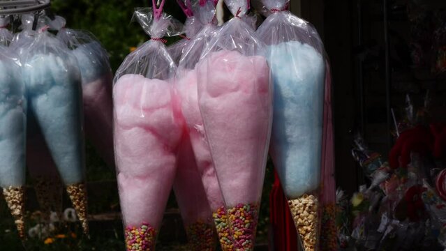Popcorn and candy floss at food stall 