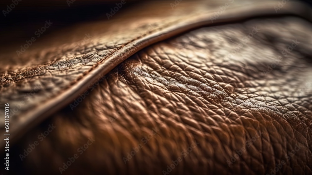 Poster a close up of a brown leather textured material with a slight pattern. generative ai