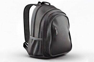 Naklejka premium Orange schoolbag with an apple on white background. Generative Ai