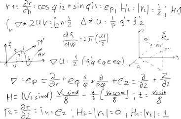 Mathematical scientific formulas and expressions. Educational, school and university background. Hand-drawn vector on white.
