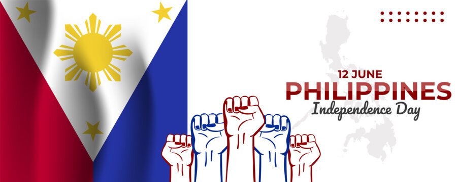 Philippines Independence Day on 12 July Banner Background. Horizontal Banner Template Design. Vector Illustration