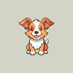 Cute Dog Sitting Cartoon Vector Icon Illustration. Animal Nature Icon Concept Isolated Premium Vector. Flat Cartoon Style cute funny dog characters.