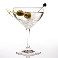 Dry Martini cocktail Isolated on White. Generative AI