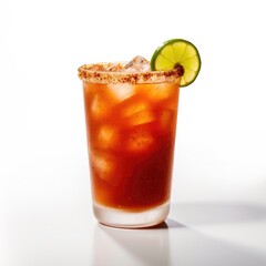 Michelada cocktail Isolated on White. Generative AI