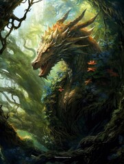 Fototapeta na wymiar Linden dragon in the forest