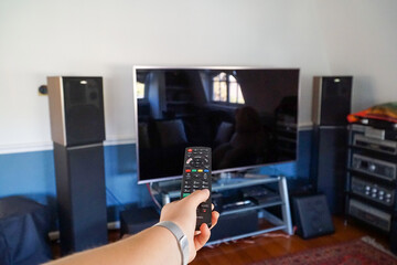 remote control and a TV
