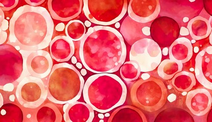 red blood cells in the microscope abstract watercolor illustration as background or cover art design. Generative AI - obrazy, fototapety, plakaty
