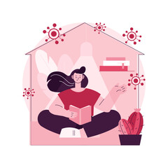 Self isolation abstract concept vector illustration. Coronavirus outbreak worldwide, isolation during pandemic, self quarantine rules, stay safe at home, social distancing abstract metaphor.