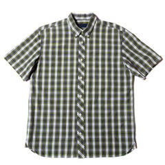 Button down short sleeve men's shirt on white background