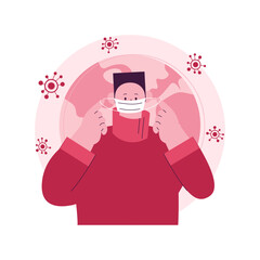 Recommended to wear a mask abstract concept vector illustration. Virus spread prevention measures, social distance, exposure risk, flu symptoms protection, infection fear abstract metaphor.