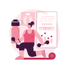 Connected workout abstract concept vector illustration. Digitally connected workout systems, create a personalized program, fitness equipment, smart gym, sport video tutorial abstract metaphor.