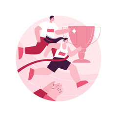 Marathon abstract concept vector illustration. Running competition, active lifestyle, long-distance race, athletic workout, sports training, street fitness, sprint winner abstract metaphor.