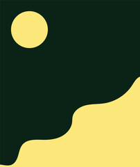 Abstract wall art in dark green in night.