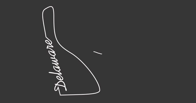 Delaware state map outline. Continuous one line drawing. Minimalist concept of love and patriotism