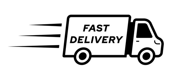 Fast delivery truck icon. Vector illustration