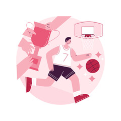 Basketball abstract concept vector illustration. Championship league, game player, basket net, tournament winner, professional college sports team, play ball, american arena abstract metaphor.
