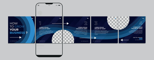 Set Of Instagram Carousel Post Template, Editable Instagram carousel post, social media carousel post for business, template eps 10.