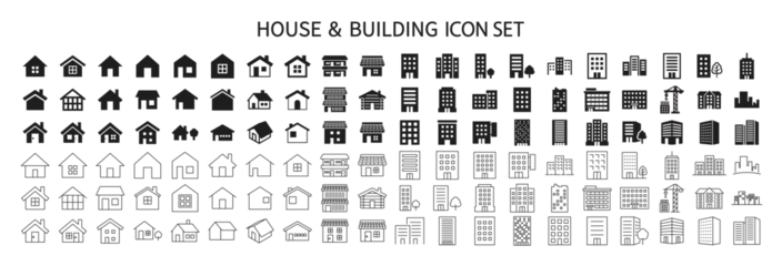 Fotobehang House and building icon set © SUE