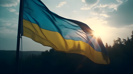 ukraine flag waving in the wind