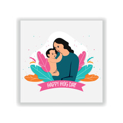 Mother and Daughter Flat illustration. Happy Mothers day. Love You Mom. Mom day Vector Design 
