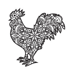 Fototapeta na wymiar illustration of a rooster with a background.Vector animal mandala coloring page for adult