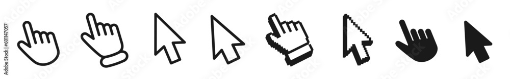 Poster vector cursors icons click set