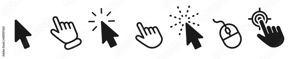 Poster vector cursors icons click set